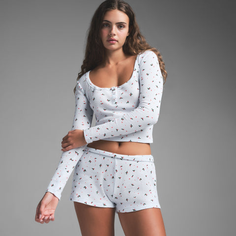 LONG SLEEVE HENLEY AND SHORT SET