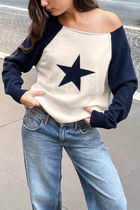 Boat neck star sweater