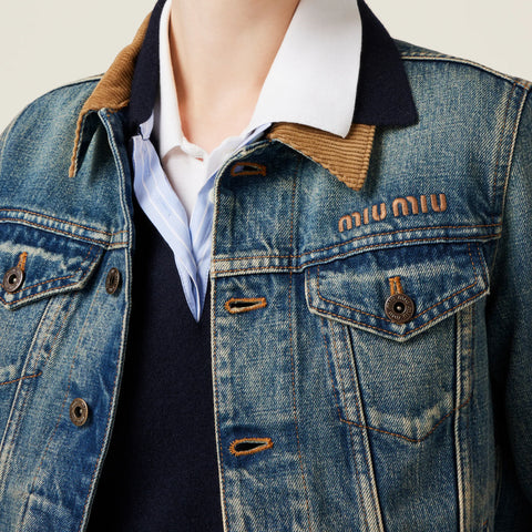 Denim blouson jacket