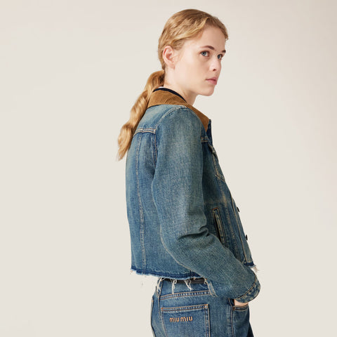 Denim blouson jacket