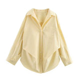 Butter Yellow Set - 2 Set ( long sleeve striped shirt and high waist trousers )