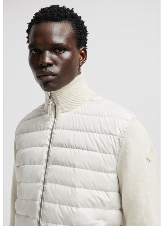 PADDED WOOL & CASHMERE ZIP-UP CARDIGAN