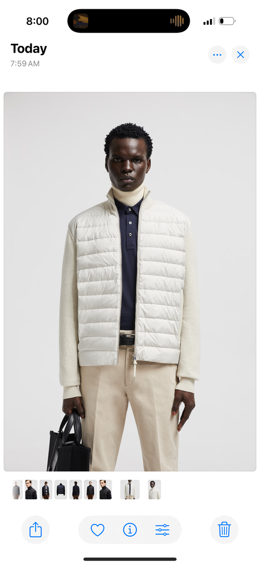 PADDED WOOL & CASHMERE ZIP-UP CARDIGAN