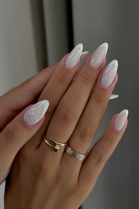 White French Tips Acrylic Press on Nails