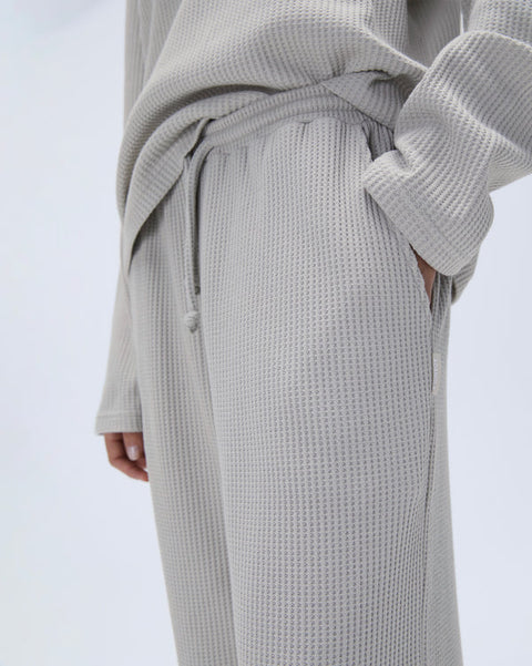 Waffle Straight Leg Lounge Pants - Stone